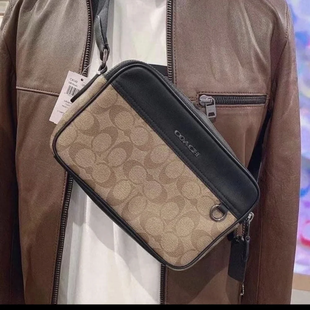 NWT Coach C4149 Men's Graham Crossbody Signature Canvas & Leather Khaki